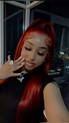 Red Head Hairstyles Black Women, Head Hairstyles, Dyed Hair Inspiration, Frontal Hairstyles, Hair Laid, Hair Ponytail Styles