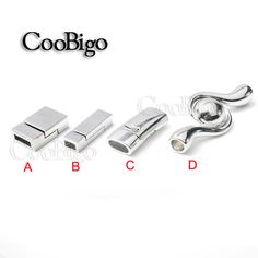 three pieces of stainless steel with the words coobigoo on each one side