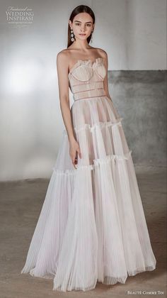 Pleated Tulle Wedding Dress, Layered Skirt Wedding Dress, Tulle A Line Wedding Dress, Pleated Wedding Dress, Pattern Wedding Dress, Pleated Tulle Dress, Wedding Dress Pattern, Unconventional Bride, Summer Gown