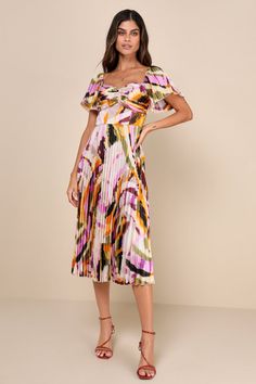 Authentically Yours Cream Multi Abstract Print Satin Midi Dress Summer Graduation Dress, Black Shapes, Pleated Satin Dress, Printed Satin Dress, Casual Formal Dresses, Abstract Print Dress, Lulu Fashion, Casual Wedding Dress, Satin Midi Dress