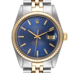 Rolex Datejust Steel Yellow Gold Blue Tiffany Dial Vintage Mens Watch 1601 | SwissWatchExpo Rolex Oyster Perpetual Date, Authentic Watches, Rolex Oyster Perpetual, Rolex Oyster