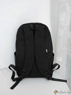 BirdinBag - Japanese Style Color Block Backpack: Large Capacity, Simple Design, Versatile Casual Backpack Shoulder Bag For Study, Casual Large Capacity Backpack For Study, Casual Portable Shoulder Bag For Study, Casual Backpack With Zipper For Study, Casual Black Backpack For Study, Casual Black Backpack, Black Backpack With Zipper Closure For Study, Black Backpack With Adjustable Strap For Study, Functional Black Bag For Study