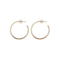 A hollow hand formed 1" hoop earring made from 14k gold. Sold as a pair. Minimalist 14k Gold Filled Earrings With Polished Finish, Minimalist 14k Gold Filled Polished Earrings, Small Hoop 14k Gold-filled Earrings, Tarnish Resistant Yellow Gold Hoop Earrings, 14k Gold Filled Pierced Round Hoop Earrings, Elegant Hand Forged Round Hoop Earrings, Rose Gold Sterling Silver Hoop Earrings With Polished Finish, Rose Gold Polished Sterling Silver Hoop Earrings, 14k Gold Single Hoop Earring