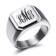 PRICES MAY VARY. 👑 【 Free Laser Engraving 】 - For this ring, we offer free engraving service. Choosing the engraving style your like, clicking the ' Customize Now ' button, enter a symbolic and meaningful initial or some word, we'll engrave the content you provide on flat top of the ring, bring you a unique personalized jewelry. 👑 【 Multiple Custom Style 】 - ① Floral Letter ② Big initial letter + Name in the middle ③ Monogram letter ④ 8 types of nomal font ⑤ NON-Engraving. You could choose the Rectangular Silver Stainless Steel Signet Ring, Classic Engraved Stainless Steel Signet Ring, Classic Personalized Stainless Steel Rings, Classic Stainless Steel Signet Ring As Gift, Classic Stainless Steel Signet Ring Gift, Adjustable Stainless Steel Signet Ring For Anniversary, Engraved Stainless Steel Signet Ring For Promise, Engraved Stainless Steel Signet Ring For Anniversary, Stainless Steel Promise Ring With Engraving Option