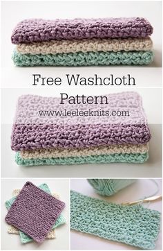 crocheted dishcloths with text that says free washcloth pattern