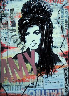 an image of a woman with long hair on a piece of paper that has graffiti all over it