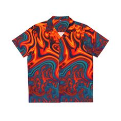 Experience the pulsating energy of music festivals with our Men's Pulsating Sunset Hawaiian Shirt. Immerse yourself in the euphoria of Red Rocks shows, or get lost in the trippy excitement of a rave. This flamboyantly eccentric orange, psychedelic-designed shirt is your perfect companion for an unforgettable night of fun and elation. Crafted from a medium-weight blend of 95% polyester and 5% spandex, it promises comfort without compromising style. The full-button front adds a classic touch to th Red T-shirt For Summer Concert, Multicolor Band Merch Tops For Summer, Multicolor Casual Tops For Concert, Casual Multicolor Tops For Concert, Unisex Tops For Summer Music Festival, Groovy Graphic Print Summer Shirt, Groovy Summer Streetwear Tops, Casual Red Shirt For Festivals, Casual Red Festival Shirt