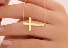 Custom Name Necklace , Cross Necklace , Cross Name Necklace , Name Necklace , Baptism Gift , Personalized Name Cross Necklace , Dainty Cross This simple yet beautiful cross name necklace makes a precious gift that you can personalized to add a sweet touch. Show your appreciation for your loved one with this meaningful detail or use it to complement your outfit. You can order dainty cross necklace for Birthday Gift for Mom * Material: High Quality 925 Sterling Silver  * Finished Color: Sterling S Personalized Cross Pendant Necklace For Baptism, Personalized Cross Necklaces For Baptism, Personalized Cross Necklace For Baptism, Personalized Baptism Cross Necklace, Dainty Cross Necklace, Necklace Name, Necklace Cross, Precious Gift, Beautiful Cross