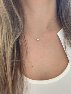 14K Gold Heart Necklace | Puff Heart Necklace | Dainty Heart Gold Necklace | Solid Gold Heart Necklace | 16"+2"This beautiful Puff Dainty Heart, can be worn as a choker, as a layering piece or part of a layering necklace set. It will add a statement to your outfit. It can be combined with multiple chains of different lengths to give the messy chains look. It comes available in this tricolor gold color only. ♦ Materials: 14K Yellow Gold♦ Available colors: Yellow Gold ♦ Necklace measurements: 16" Yellow Gold Heart Bead Necklace For Everyday, Everyday Yellow Gold Heart Necklace With Heart Detail, Everyday Yellow Gold Heart Beads Necklace, Everyday Yellow Gold Heart Necklace, Tiny Heart Pendant Necklace, Everyday Heart Cut Necklace, Puffed Heart Necklace, Heart Gold Necklace, Necklace Measurements