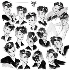 some drawings of people with different hair styles and hairstyles, all in black and white