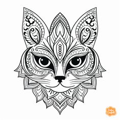 illustration of Joyful easter-cat mandala for relaxation Easter Cat, Easter Cats, Cat Coloring, Cat Mandala, Cat Coloring Page