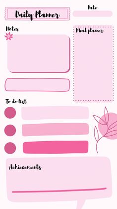 Aesthetic pink daily planner template assignmentplanner #collegeorganizationplanners #digitalstickers Cute Daily Planner Pink, Pink To Do List Template, Pink Notebook Cover, Aesthetic Daily Planner Template, Daily Planner Diy, Digital Planner Ideas, Pink Ipad