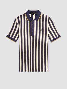 B by Ben Sherman Vertical Stripe Polo Classic Striped Polo Shirt, Classic Polo Shirt With Signature Stripes, Classic Three Stripes Polo Shirt, Classic Collared Polo Shirt With Signature Stripes, Classic Three-stripes Polo Shirt, Classic Striped Polo Shirt With Collared Neckline, Classic Striped Collared Polo Shirt, Classic Polo Shirt With Contrast Stripes, Striped Polo Shirt With Polo Collar For Golf