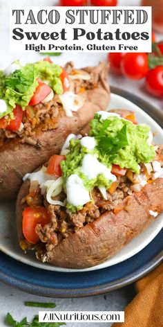 taco stuffed sweet potatoes on a plate