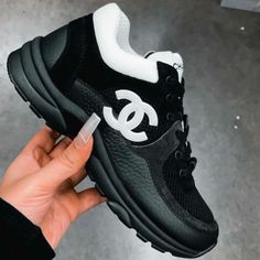 Brand New With Dust Bag And Box Black And White Chanel Sneakers, Black Chanel Sneakers Outfit, Luxury Black Sneakers With Logo, Trendy Black Sneakers With Logo, Black Sneakers For Streetwear, Stylish Black Sneakers For Streetwear, White Chanel Sneakers, Chanel Sneakers Outfit, Chanel Tennis Shoes