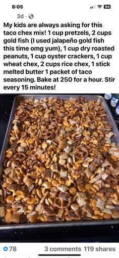 a baking pan filled with nuts on top of a stove