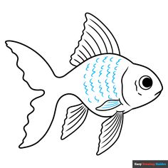 a drawing of a fish with blue water on it