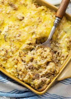 a casserole dish with meat and cheese in it, ready to be eaten