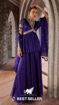 Indian Clothes Modern, Sharara Suit Design, Purple Sharara, Organza Sharara, Sharara Dress, Luxury Closets, Closets Design, Embroidered Sharara, Sharara Designs