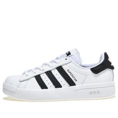 (WMNS) adidas Originals Superstar AYOON Shoes 'White Black' IF5418 White Lace-up Sneakers With Three Stripes, White Low-top Sneakers With Three Stripes, Adidas Skate Shoes With Synthetic White Sole, White Adidas Skate Shoes With Synthetic Material, White Adidas Synthetic Skate Shoes, White Adidas Skate Shoes With Logo, White Adidas Skate Shoes, White Synthetic Sneakers With Three Stripes, White Adidas Lace-up Skate Shoes