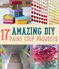 the steps are decorated with colorful paper hearts and other crafting supplies, including boxes