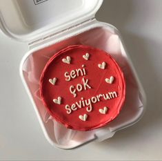 Seni çok seviyorm dessert Mini Cakes, Cute Gifts, Lunch Box, Valentines Day, Valentines