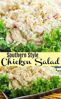 chicken salad with lettuce in a pan