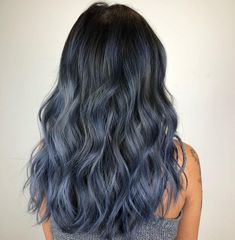 Ashy Blue Hair, Blue Hair Balayage, Ash Blue Hair, Ice Blue Hair, Blue Hair Colour, Icy Blue Hair, Blue Hair Dark, Pastel Blonde