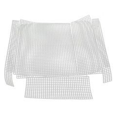 two pieces of white wire mesh on a white background