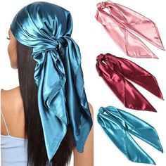 New Product 100% Polyester Imported Tie Closure Hand Wash 3 Colorful Hair Scarves Make You Elegantcolorful Print Satin Head Scarves Can Be Matched With Your Clothing And Hairstyle, Which Can Add More Charm And Elegance To Your Daily Outfit. It Comes With 3 Style Satin Scarves, Enough For Daily Wear. Large Satin Scarf Easily To Wearsatin Head Scarf Is 35 X 35 Inches / 90 X 90 Cm, Lightweight And Portable. These Women Head Scarves Can Be Worn In Multiple Way, Like Head Wrap, Sleeping Caps, Neck Sc Satin Hair Scarf, Square Head Scarf, Satin Head Scarf, Silk Head Wrap, Hermes Twilly Scarf, Hair Scarves, Tartan Plaid Scarf, Ladies Head Scarf, Pink Head