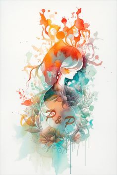 an artistic painting with watercolors and ink