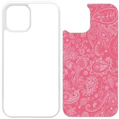 an iphone case with a pink paisley pattern on it and a white back cover for the phone