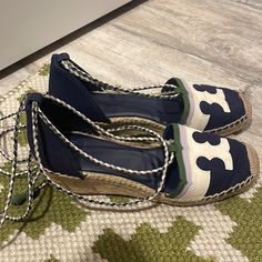 Tori Burch Wedge Sandals Size 8 1/2 . Worn Once, Super Cute And Comfortable! Tori Birch Shoes, Tori Burch, Tory Burch Shoes, 2 Colours, Wedge Sandals, Tory Burch, Color Blue, Wedges, Super Cute