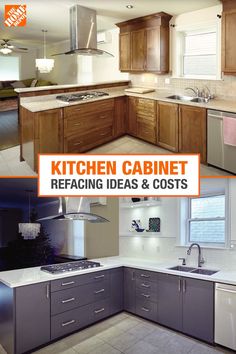 kitchen cabinet refacing ideas and costs with pictures of different types of cabinets in the same room