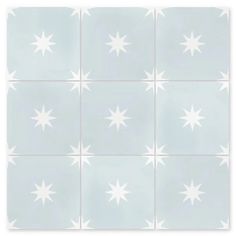 white stars on light blue tiles