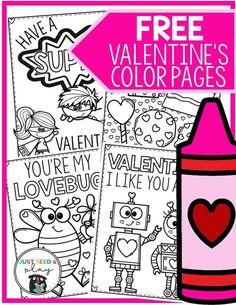 valentine's day coloring pages for kids with free printables on the page