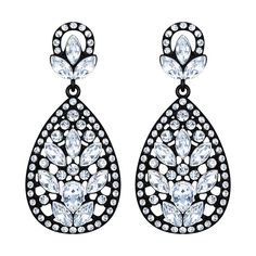 PRICES MAY VARY. ♥FASHION STATEMENT EARRINGS♥ Adorned of glittering Austrian Crystal, these gorgeous Teardrop Earrings are absolutely stunning, looks strong, unique, vintage, boldly modern ♥CLASSIC DROP EARRINGS♥ Rhinestone Color: Clear Black-Tone, Earrings Length:5.5cm(2.1in), Width:2.5cm(1in); Total Weight:18.8g ♥IDEAL GIFTS♥ These Pierced Earrings stand out for sparkle variation, it’s a great gift for bride, bridesmaids, mother, wife, sister, daughter, girlfriend, fiancee, friends or just you Teardrop Chandelier, Earrings Stand, Dangler Earrings, Gift For Bride, Earring Stand, Engagement Party Wedding, Austrian Crystal, Pierced Earrings, Bride Gifts