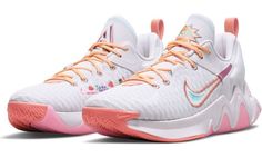 the nike kd trey white and pink sneaker is on sale for $ 99