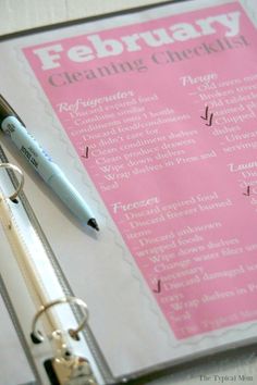 a pen sitting on top of a clipboard next to a paper with the words ebfruary