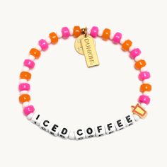 Iced Coffee Bracelet Bracelet Little Words Project Coffee Dunkin, Coffee Bracelet, Find My Friends, Baby Bubble Romper, National Coffee Day, Coffee Day