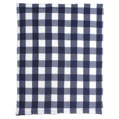 a blue and white checkered blanket on a white background