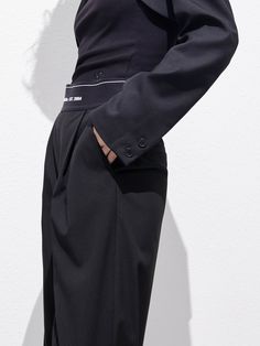 MO&Co. Women's Elasticated Waist Straight Trousers Features : - Double side pocket design- Elasticated waistband with letter- Mock pockets at back- Front and rear pressed creases details Code: MBC1PAT023&MBD1PATT18The back length of size M is 106cmMATERIALS & CARE Material: 64% Polyester 34.6% Viscose 1.4% SpandexGentle machine wash below 30°CDo not bleach, hang to dryDo not tumble dry, low temperature pad ironDo not soak, do not expose to the sunWash with neutral detergentMesh bag, wash with li Tailored Black Pants With Side Pockets, Tailored Black Bottoms With Elastic Waistband, Black Tailored Bottoms With Elastic Waistband, Modern Black Bottoms For Workwear, Black Business Bottoms With Side Pockets, Business Black Bottoms With Belt Loops, Black Business Bottoms With Belt Loops, Classic Black Bottoms With Elastic Waistband, Modern Black Dress Pants With Pockets