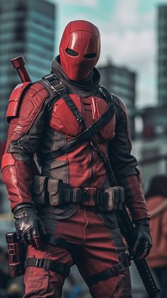 Red Hood Armor, Red Hood Cosplay, Snake Eyes Gi Joe, Red Hood Comic, Futuristic Armor, Red Hood Jason Todd, Combat Armor, Superhero Cosplay, Batman Comic Art