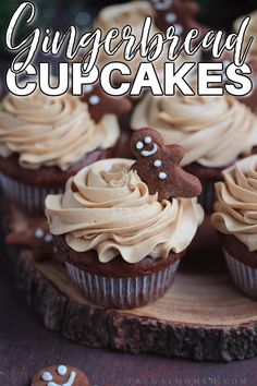 Gingerbread Cupcakes with Gingerbread Buttercream - Frugal Mom Eh! Gingerbread Buttercream, Festive Holiday Desserts, Christmas Cupcakes Recipes, Christmas Tree Cupcakes, Gingerbread Cupcakes, Holiday Cupcakes, Ginger Bread Cookies Recipe, Cupcake Frosting