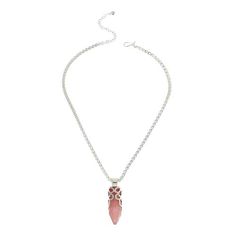 Jay King Sterling Silver Rose Quartz Pendant with Chain Necklace A crystal-shaped drop of pretty pink rose quartz helps this handcrafted, sterling silver pendant bring a touch of fun, fashionable style to any outfit. Includes rope chain necklace. From Jay King.       Pendant approx. 2-1/8"L x 9/16"W     Chain approx. 18-1/4"L x 1/8"W with 2-3/4" extender     Stamped .925     Pendant has pointed, crystal-shaped rose quartz stone capped with open, decorative silver work     Comes with rope chain n Rose Quartz Crystal Necklaces For Jewelry Making, Pink Sterling Silver Pendant Crystal Necklace, Jewelry King, Rope Chain Necklace, Pink Rose Quartz, Rose Quartz Pendant, Crystal Shapes, Rose Quartz Stone, Color Bands