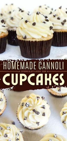 Cannoli Cupcakes, easy dessert recipes, easy cupcake recipes Cannoli Cupcakes, Cannoli Cupcake, Homemade Cupcake Recipes, Cinnamon Cupcakes, Delicious Cupcakes Recipes, Holiday Baking List, Baking List, Mascarpone Frosting, Fun Cupcake Recipes