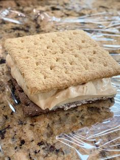 a cookie sandwich sitting on top of a counter