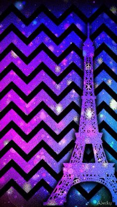 the eiffel tower in purple and blue