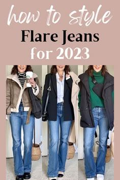 Jean Outfits 2023 Women, Outfit Ideas 2023 Autumn, Womens Denim Shirt Outfits Casual, 2023 Jeans Trends Women Summer, Flair Jeans Outfit 2023, 2023 Work Wear Trends, 2023 Jean Fashion Trends, 2023 Jean Outfits, Flares Jeans Outfit Winter