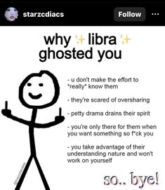 a poster with an image of a person pointing to the text that says, why libra ghosted you